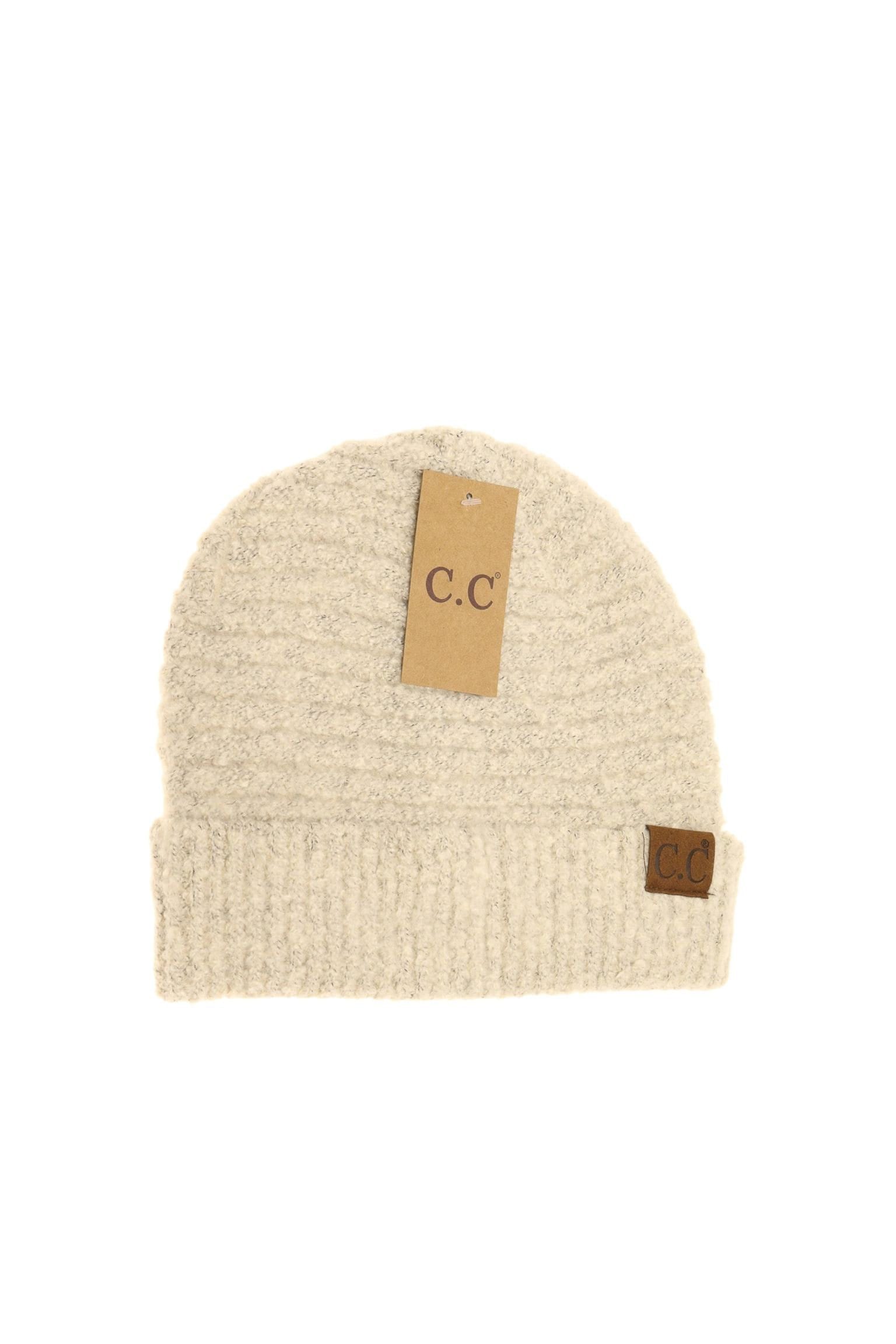 Solid Boucle Knit Cuff Beanie