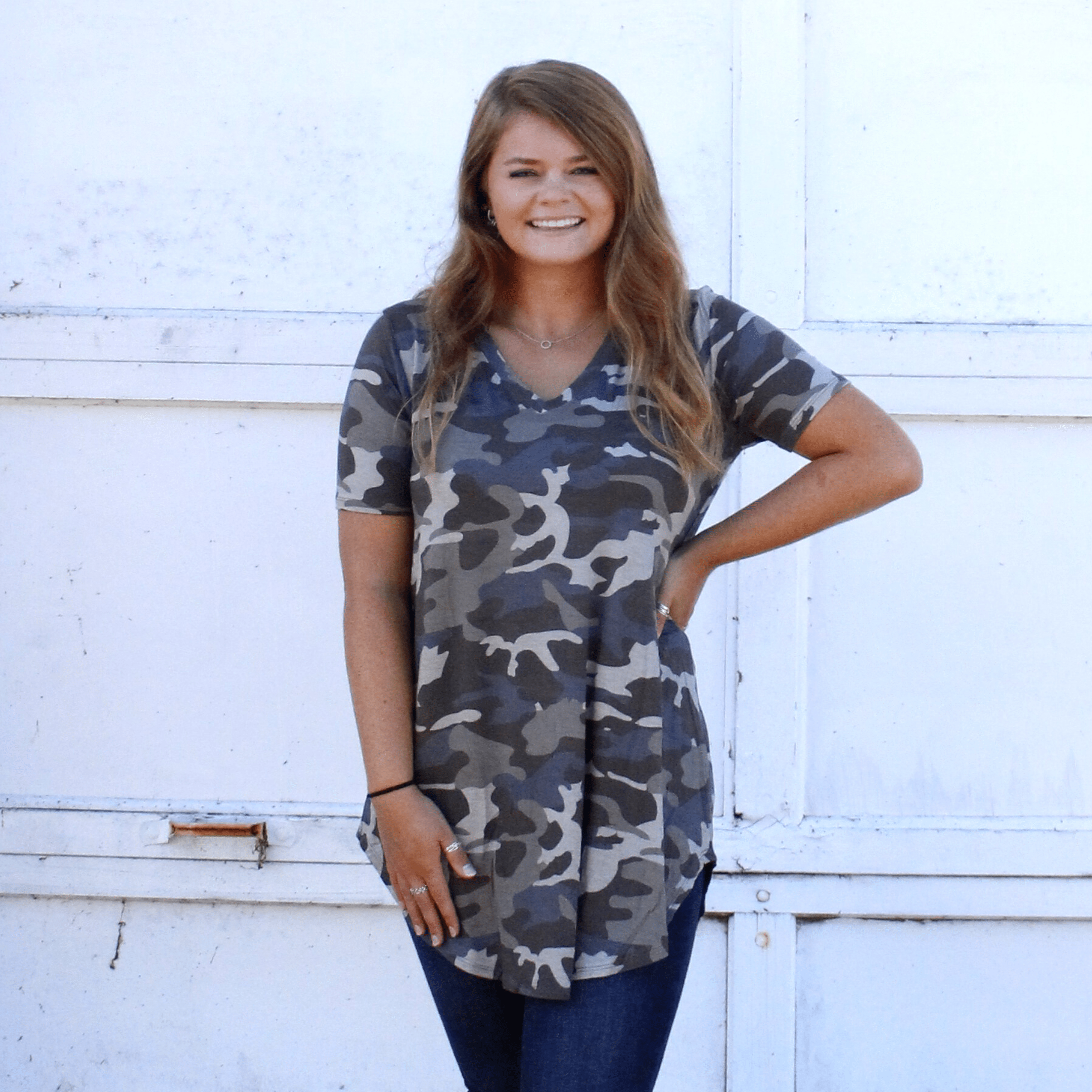 Dusty Camo Round Hem Top