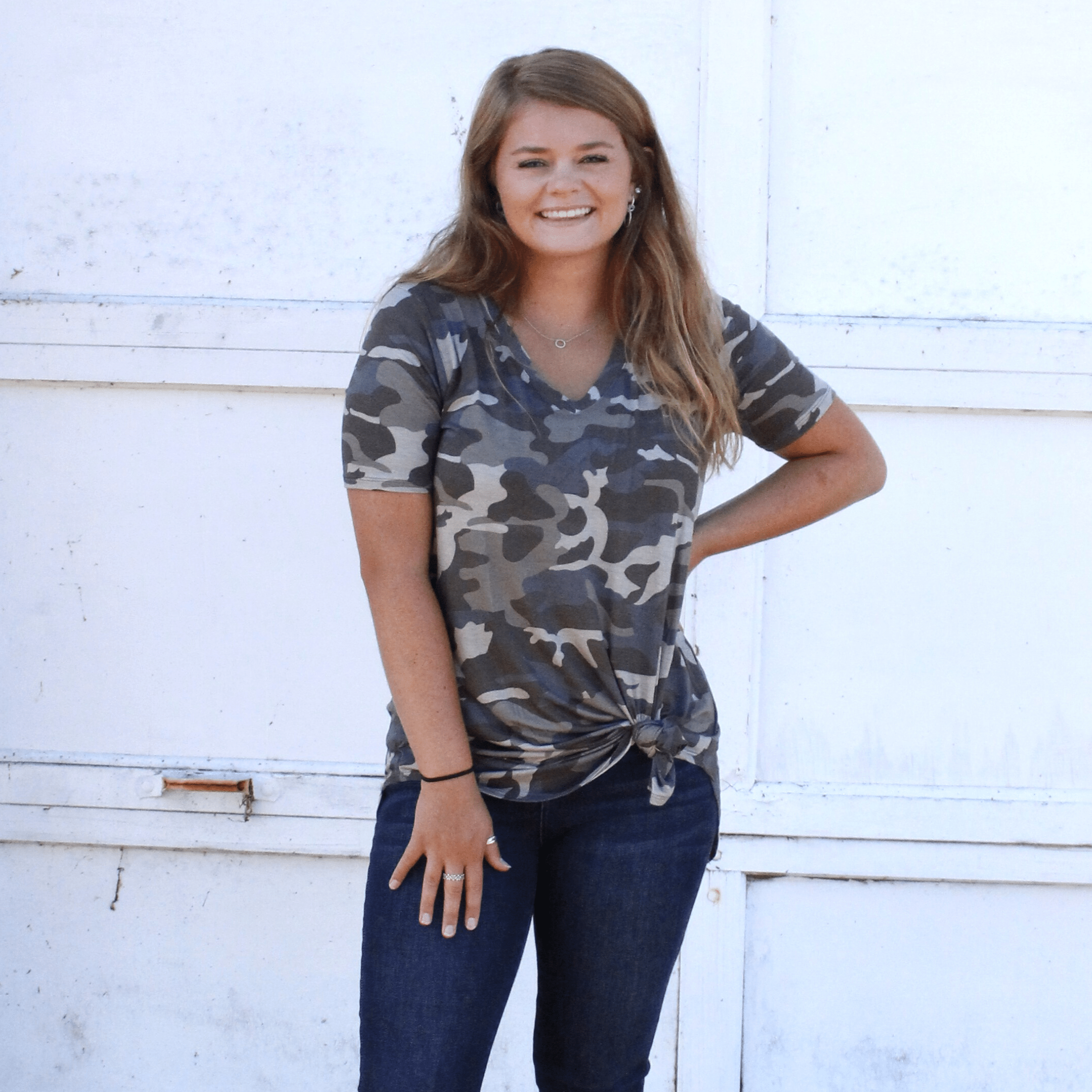Dusty Camo Round Hem Top