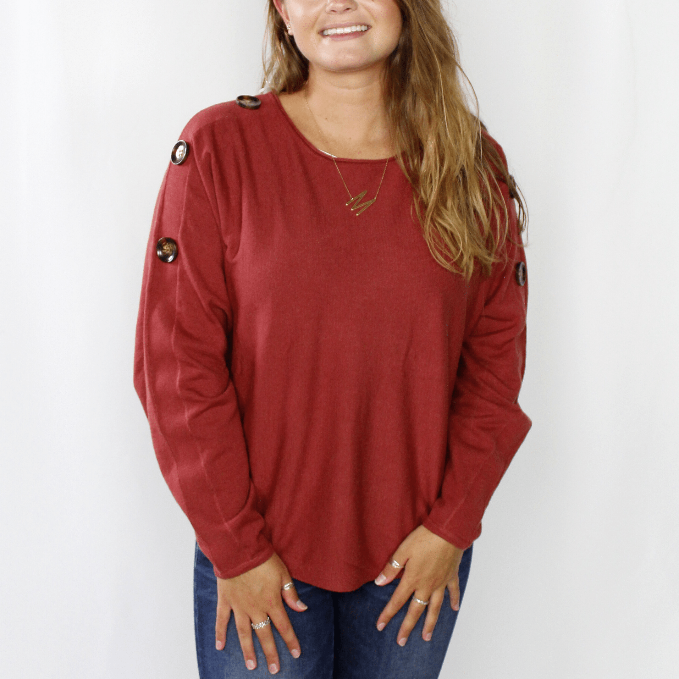 Rust Shoulder Button Top