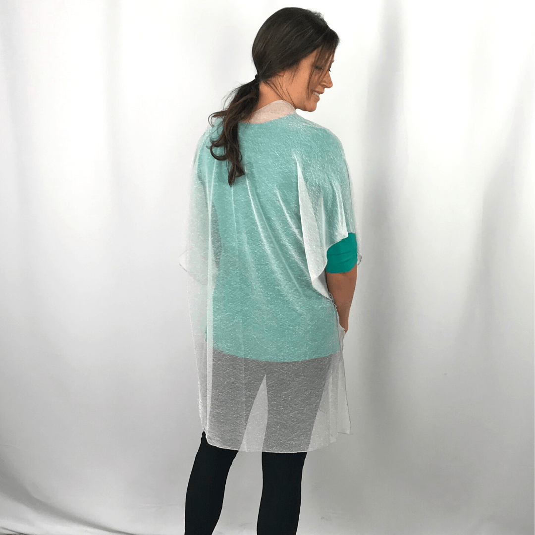 Silver Sparkle Sheer Kimono Vest