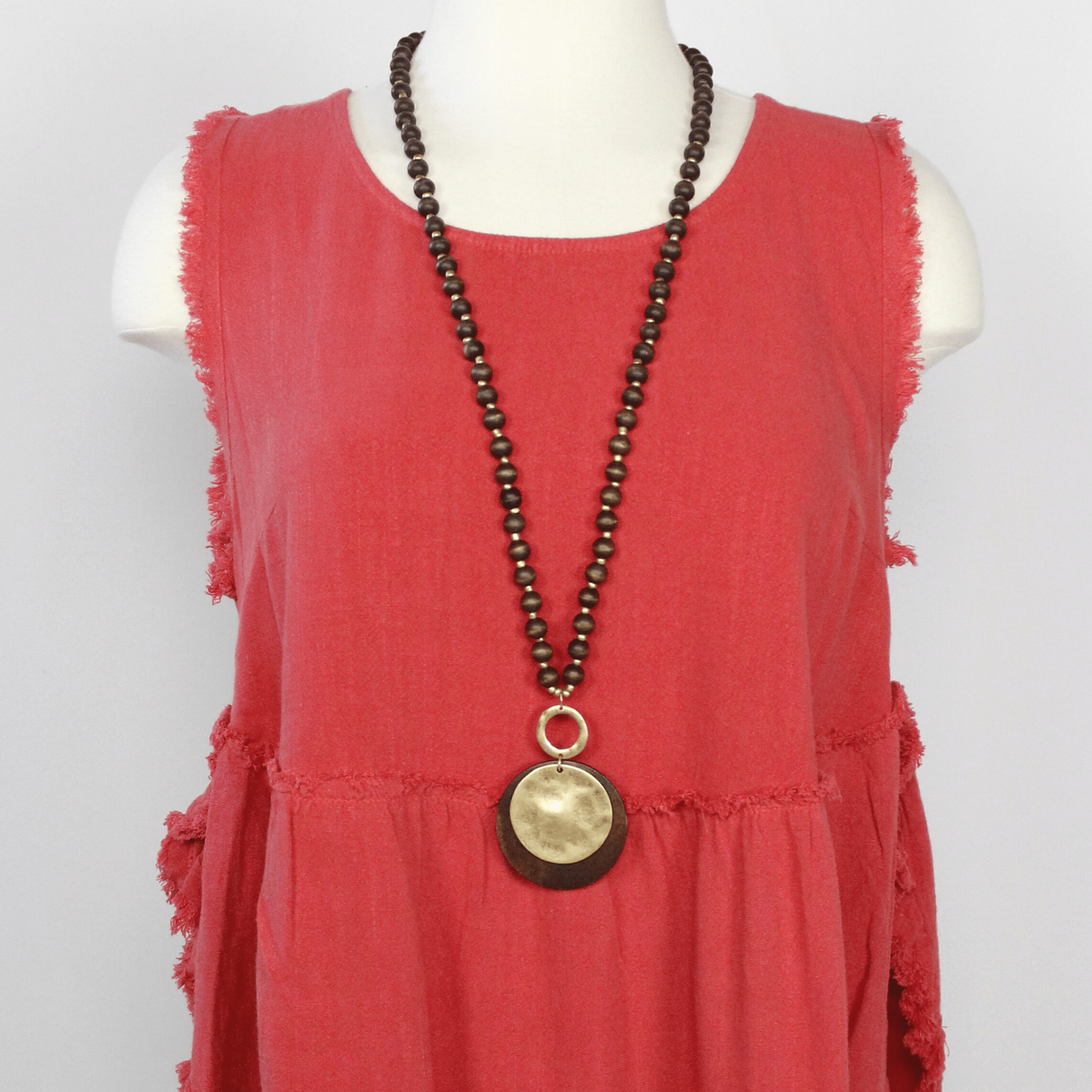 Brown Wooden Bead Necklace