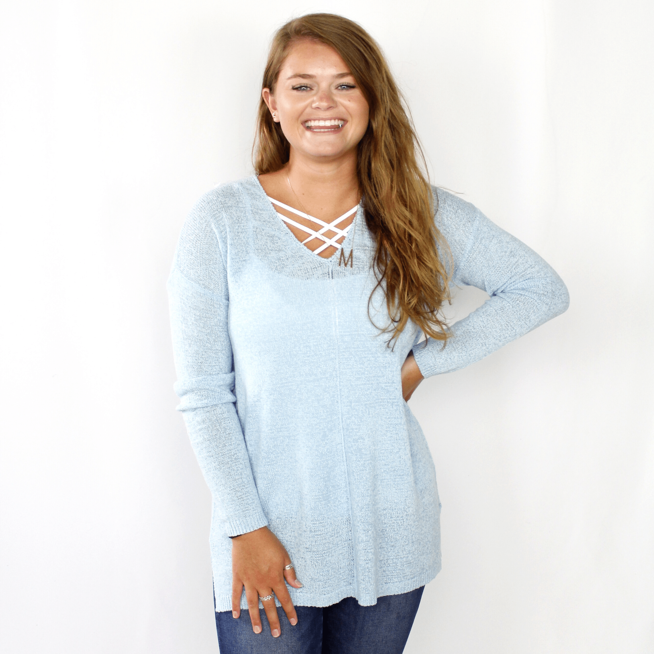 Blue Vneck Sweater