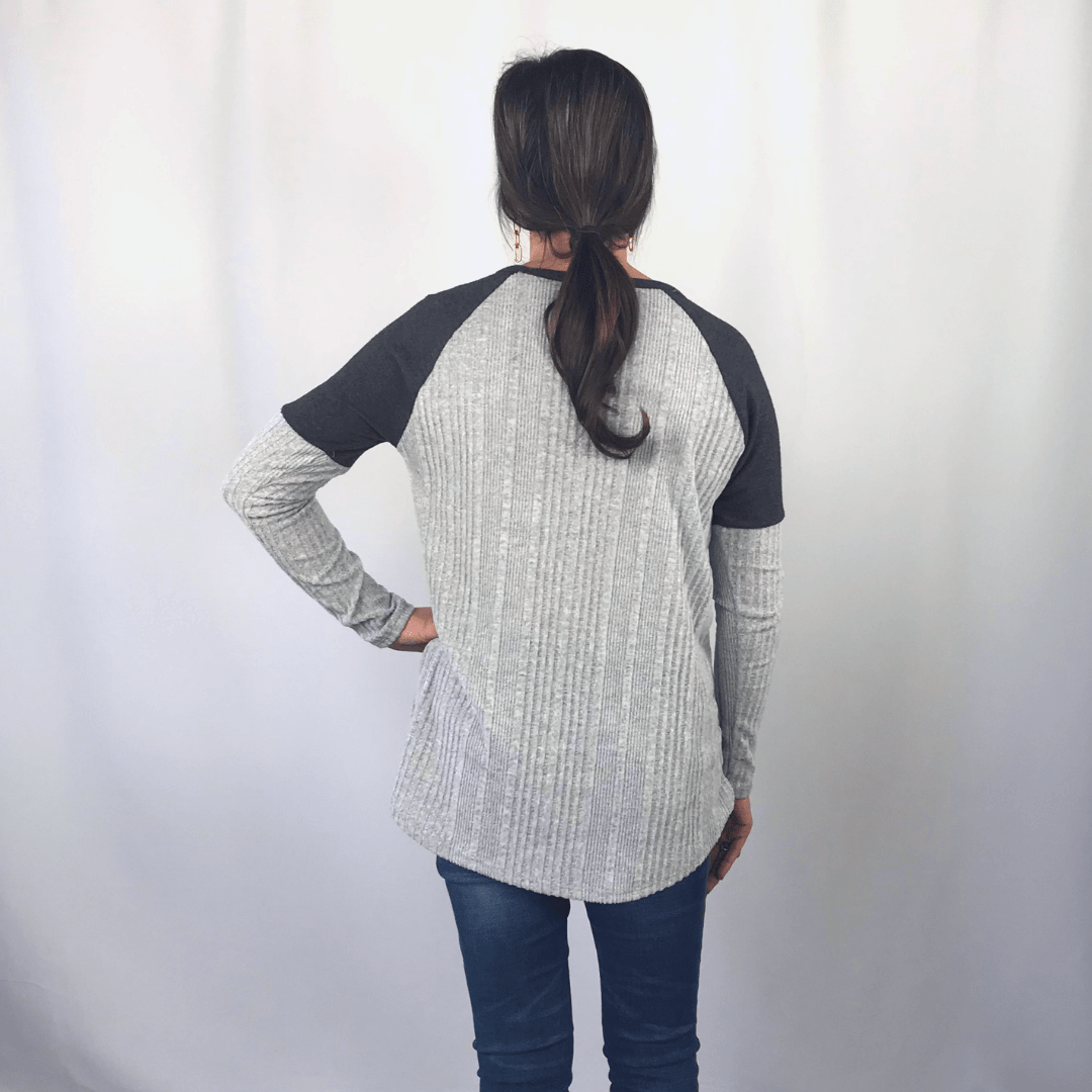 Grey Ribbed Top