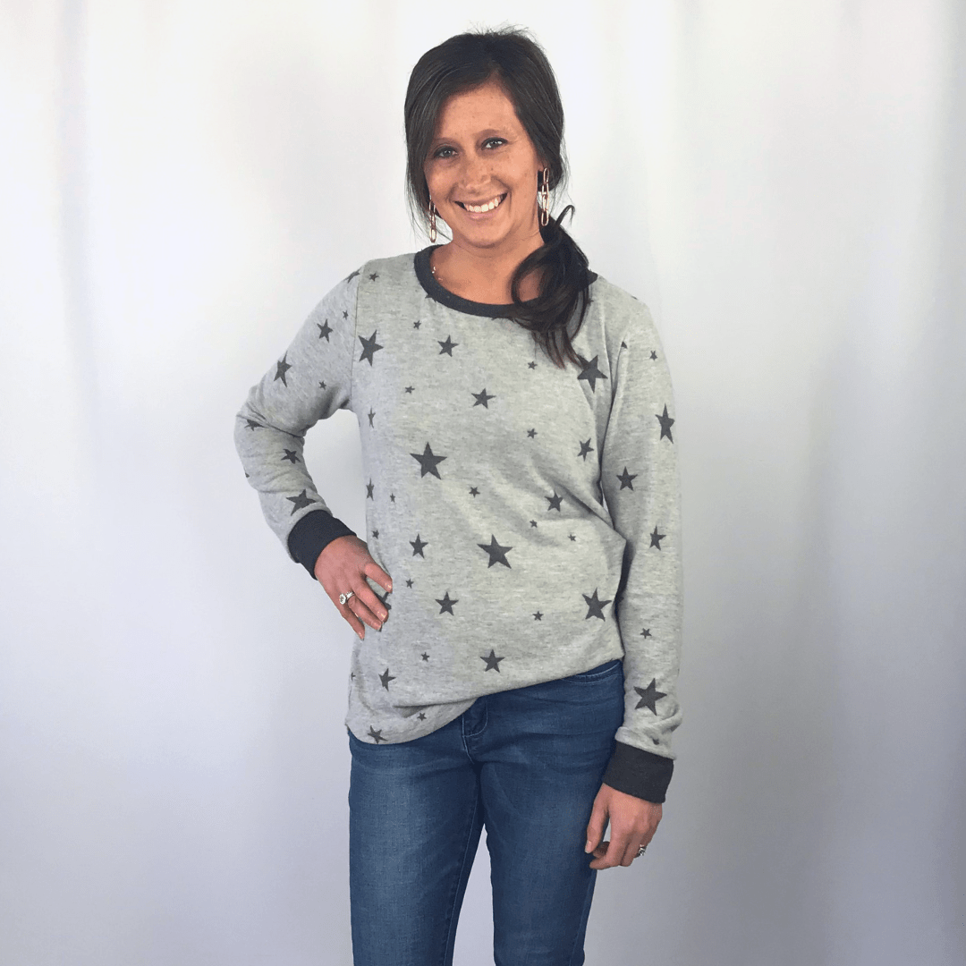 Soft Grey Star Top