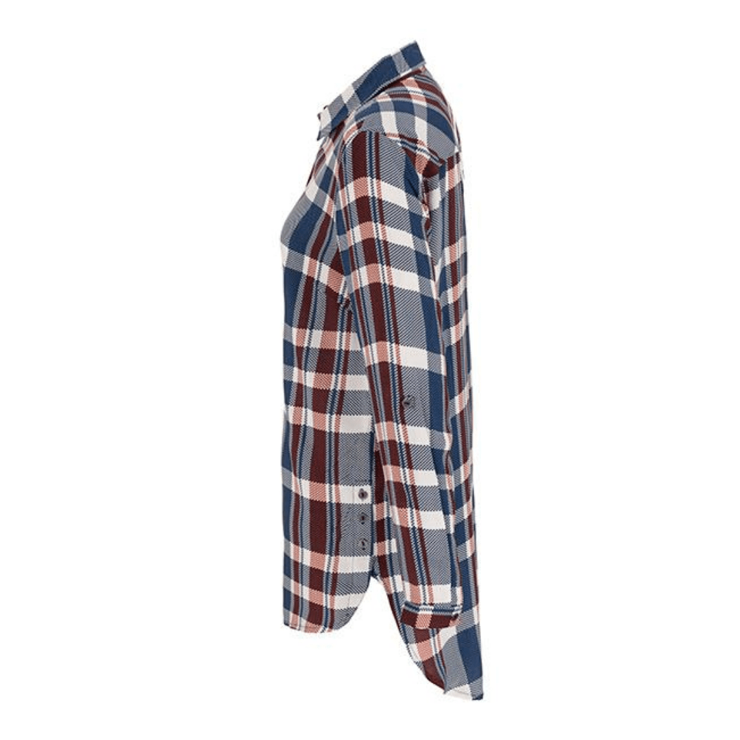 Plaid Roll-Up Tunic Blouse