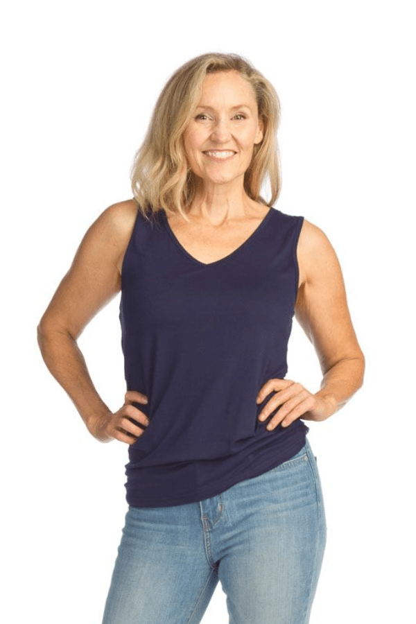 Navy VNeck Bamboo Knit Tank