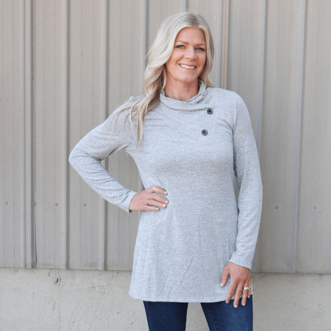 Grey Button Detail Tunic