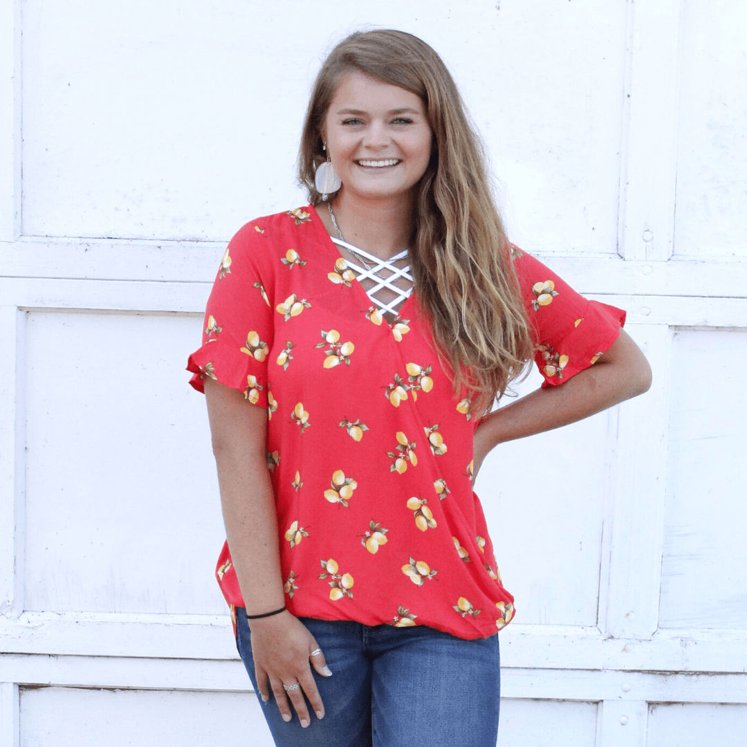 Orange Lemon Wrap Top