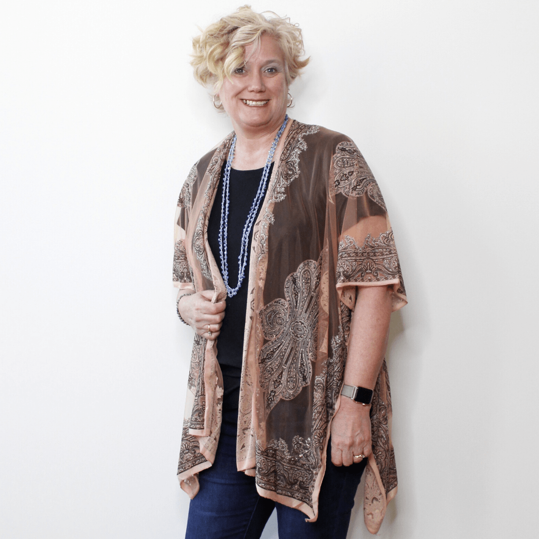 Sheer Print Kimono