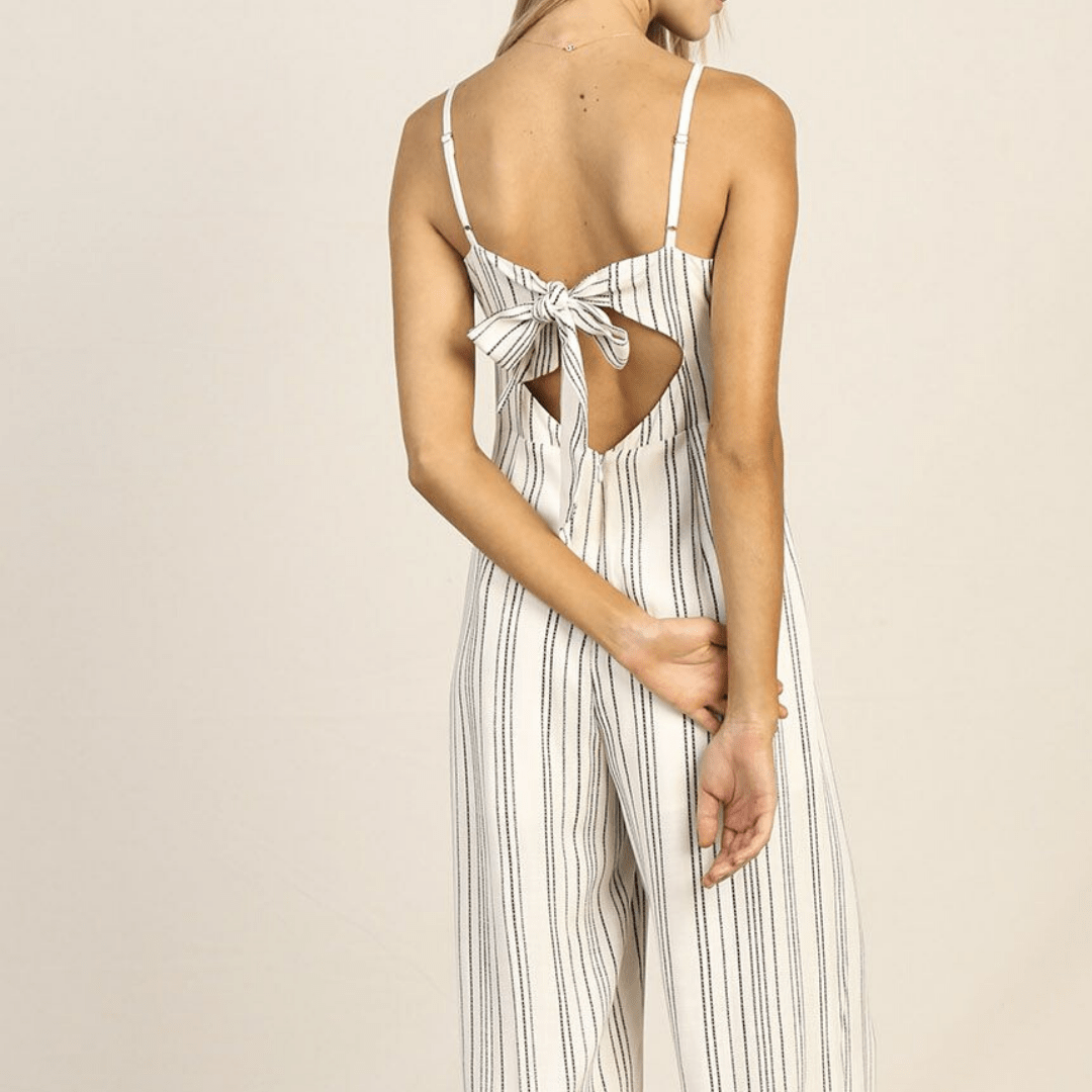 Striped Embroidered Jumpsuit
