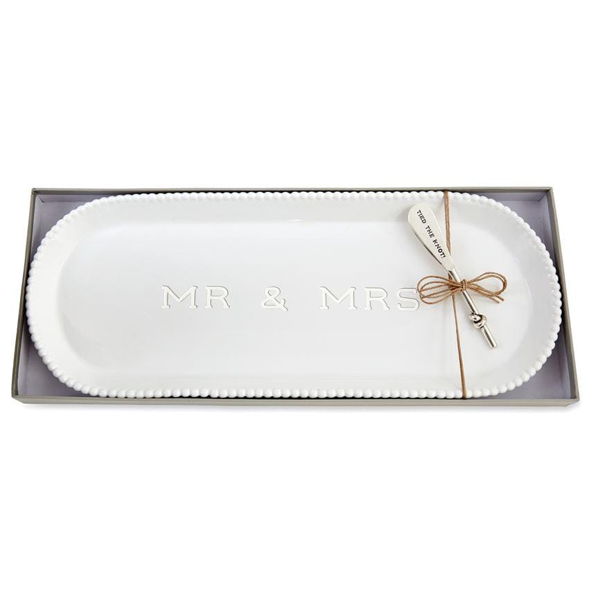 Mr & Mrs Beaded Hostess Tray Set