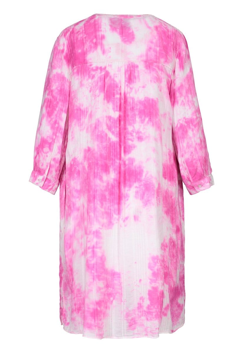 Rosepink 3/4 Sleeve Notch Collar Dress