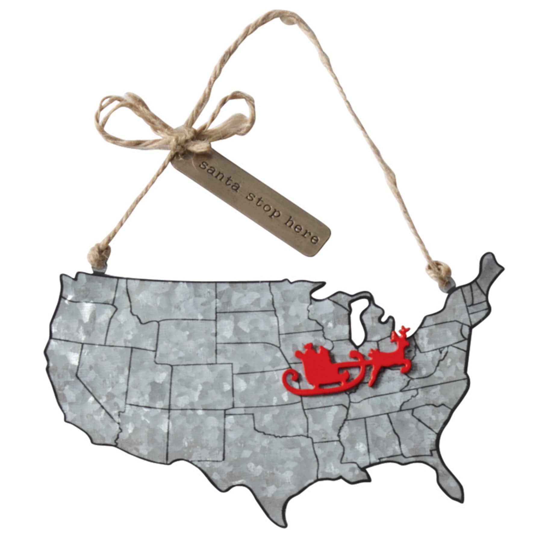 Christmas Map Tin Ornment