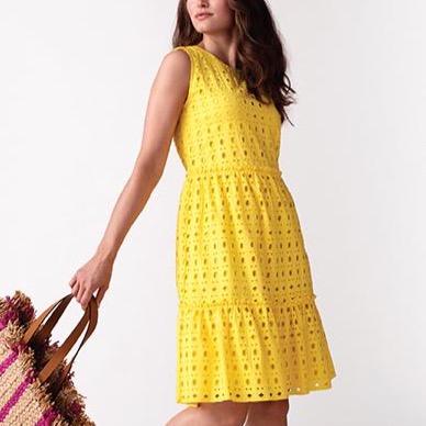 Lemon Crew Neck Layered Dress