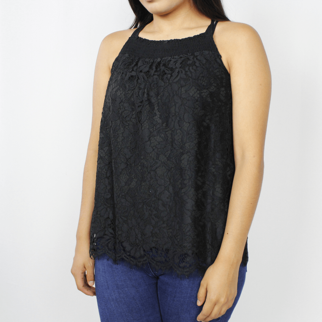 Lace Overlay Halter Top