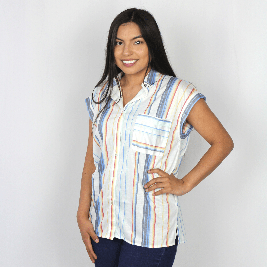 Multi Stripe Button Top