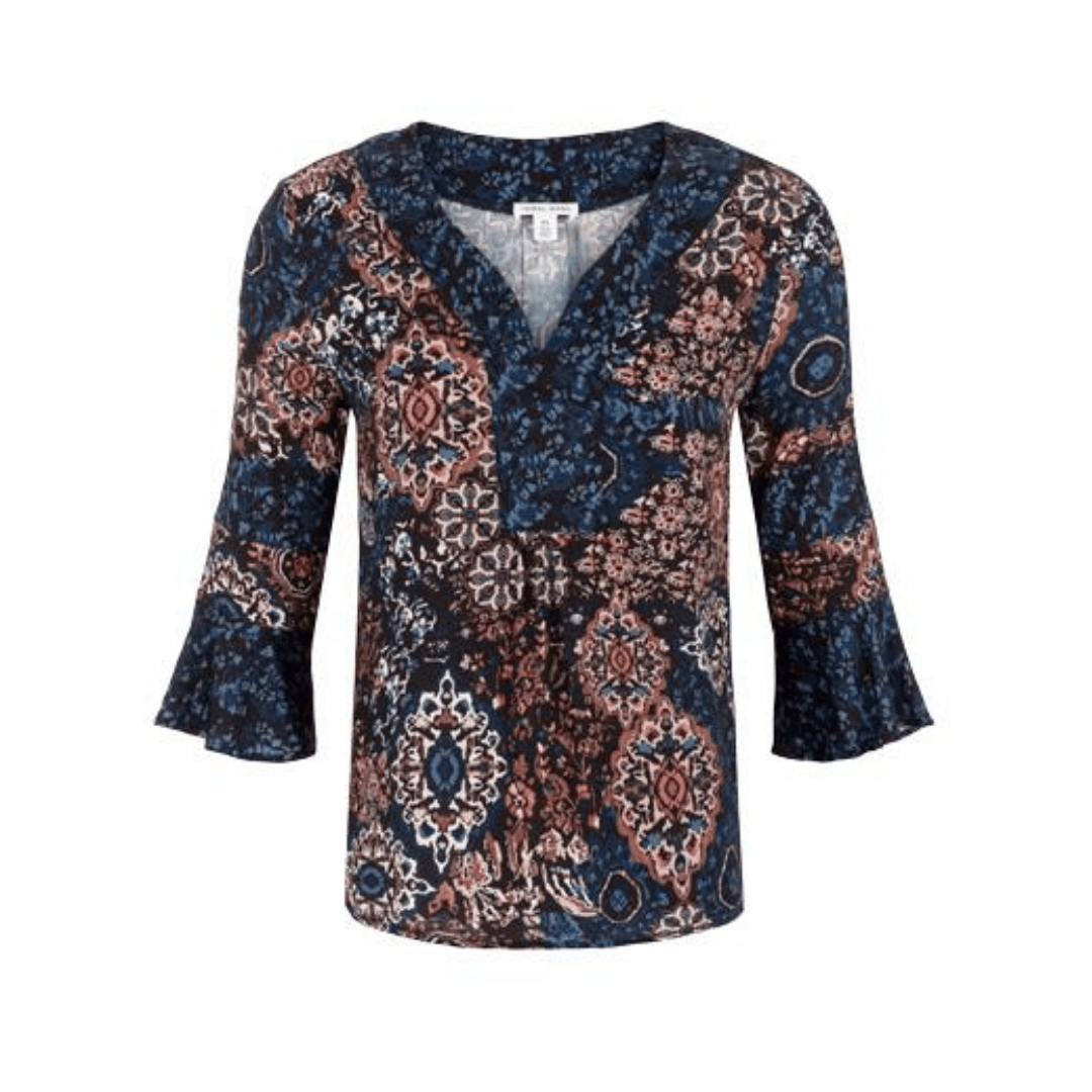 Printed Bell Sleeve Blouse