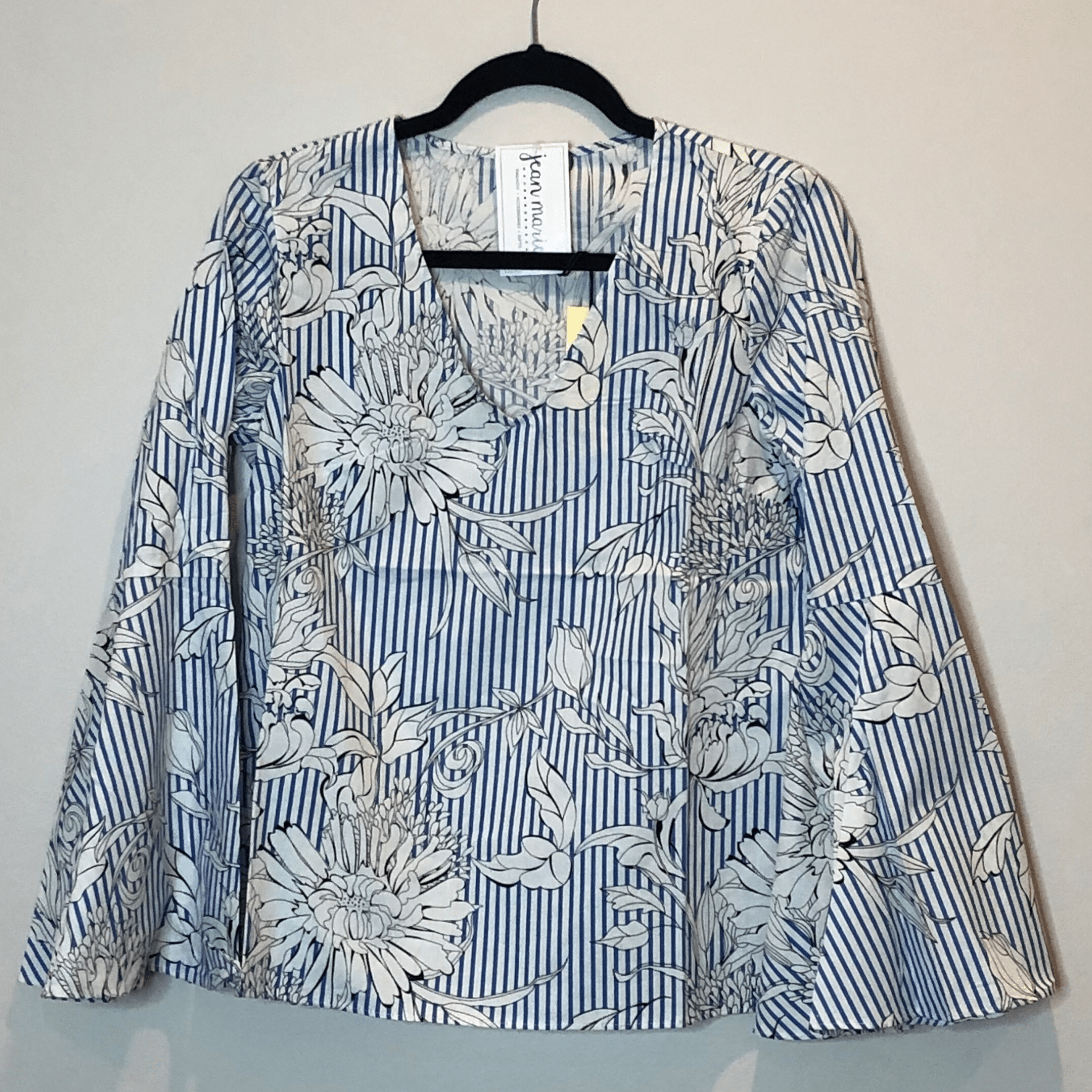 Floral Stripe Bell Sleeve Top