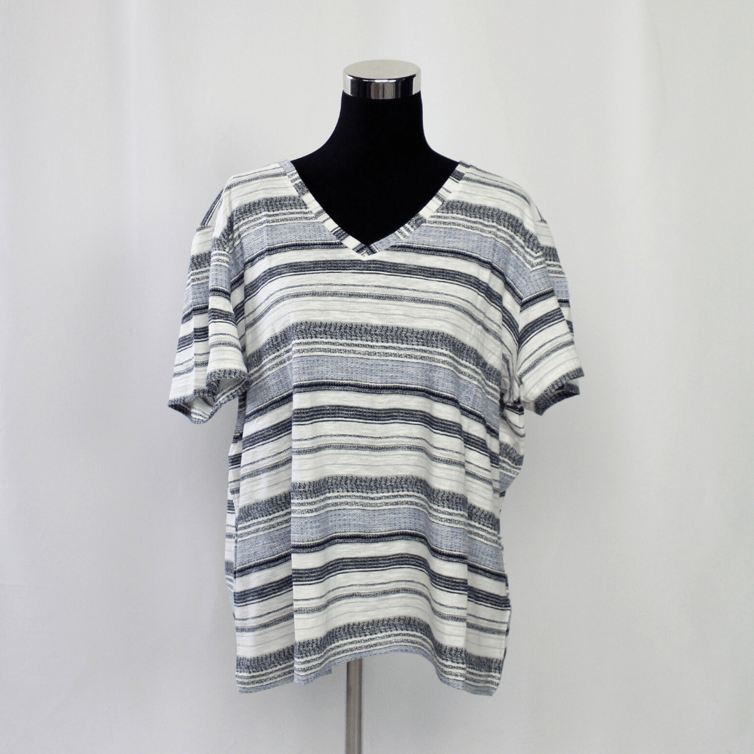 Vneck Blue Stripe Top