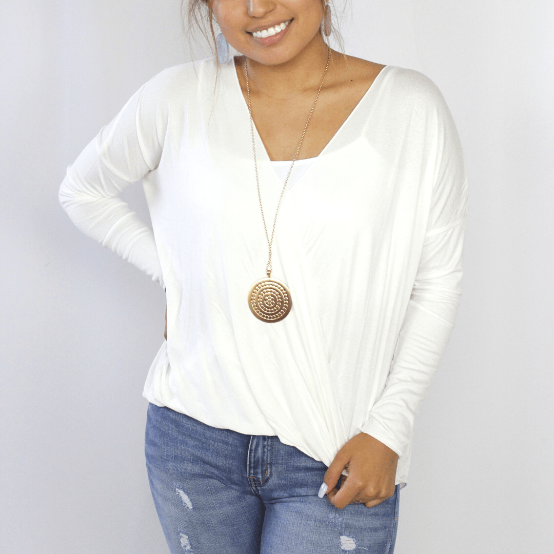 Long Sleeve Wrap Front Top
