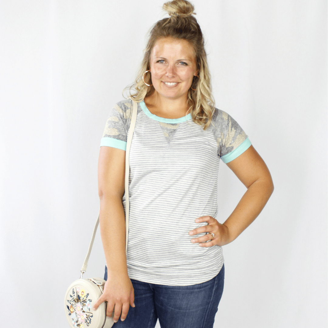 Camo Mix Short Sleeve Top