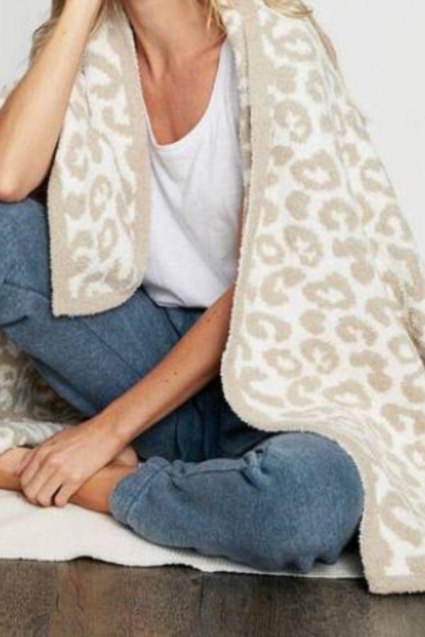 leopard print throw draped