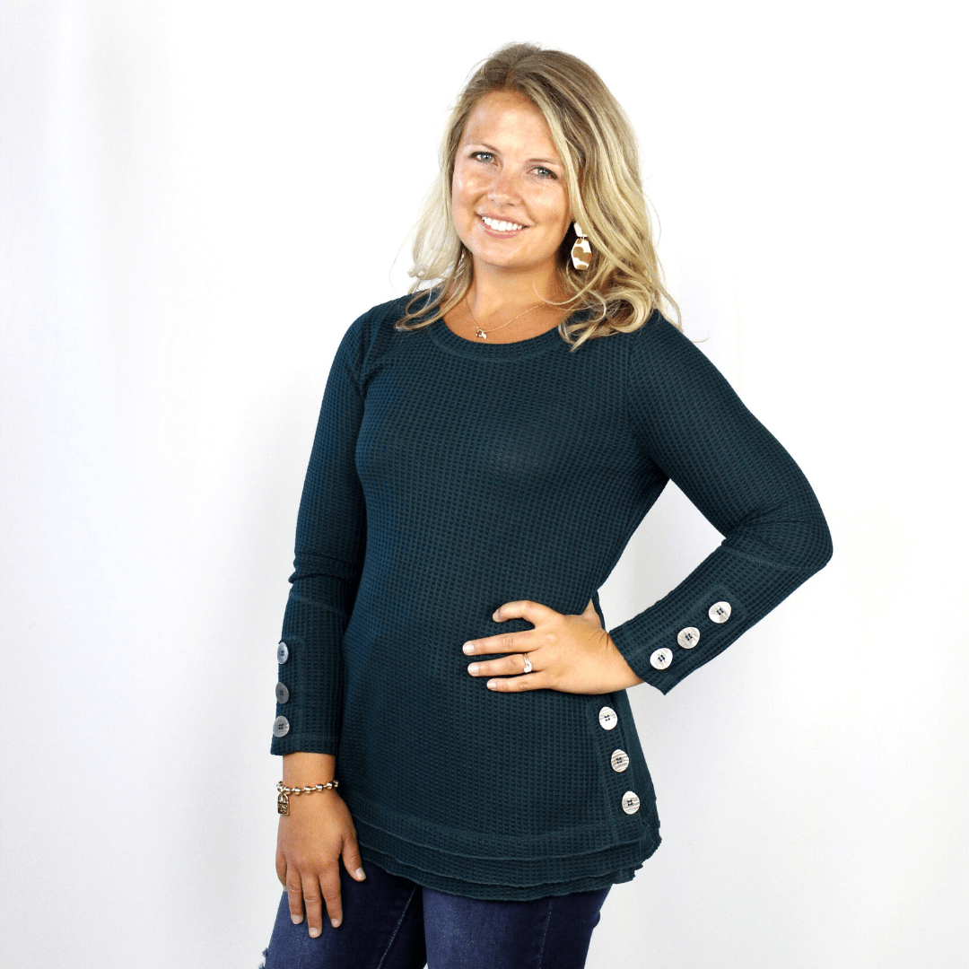 Waffle Button Detail Top