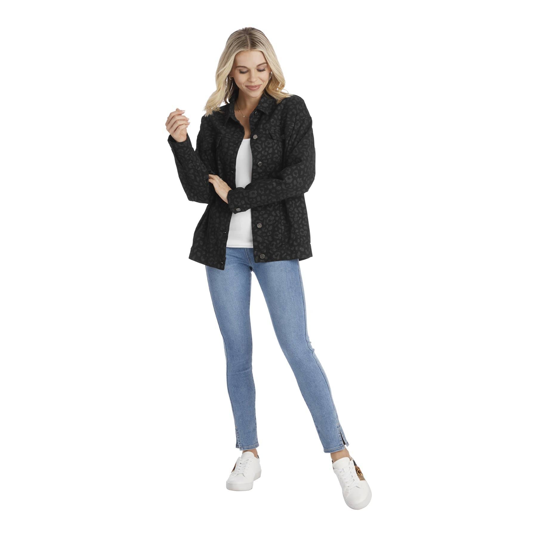 Shaw Black Leopard Boyfriend Jacket