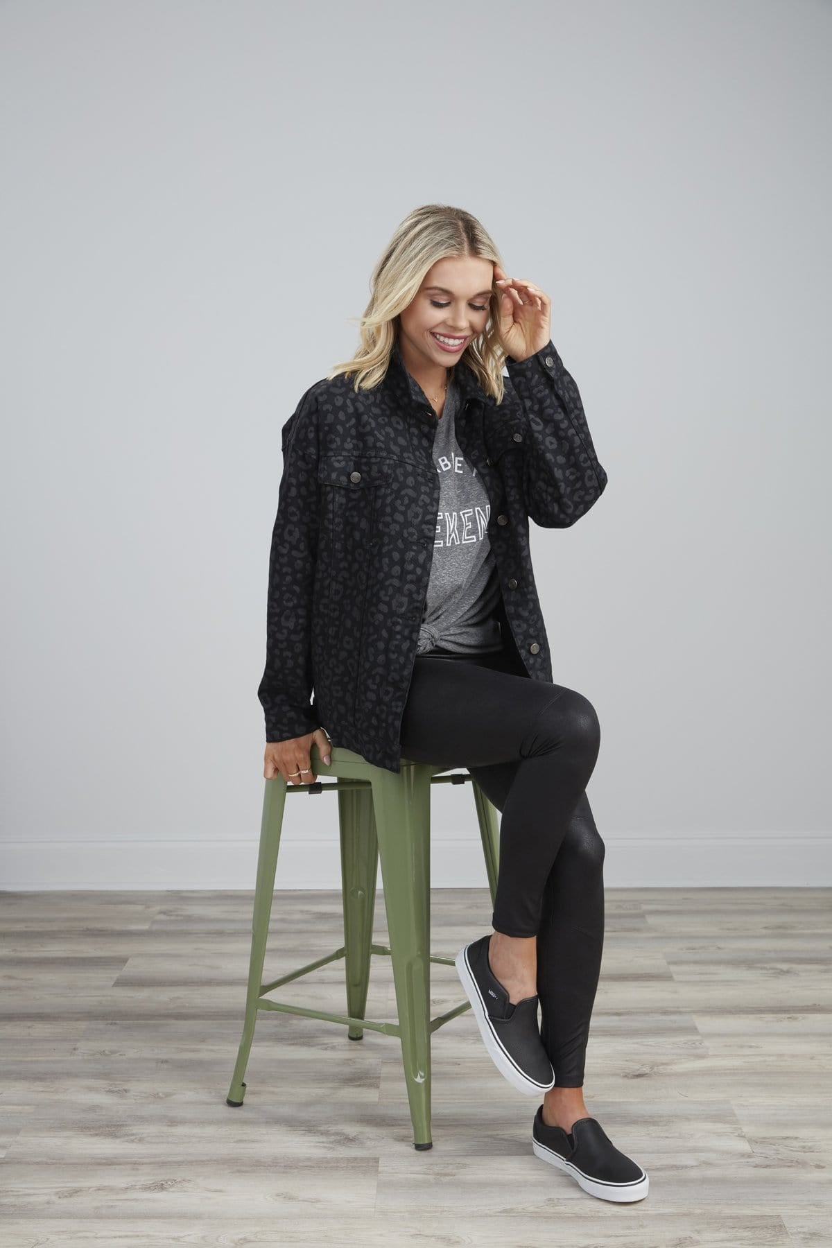 Shaw Black Leopard Boyfriend Jacket