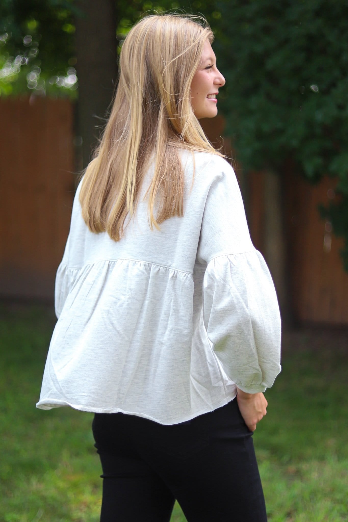 Oatmeal Landon Peplum Top
