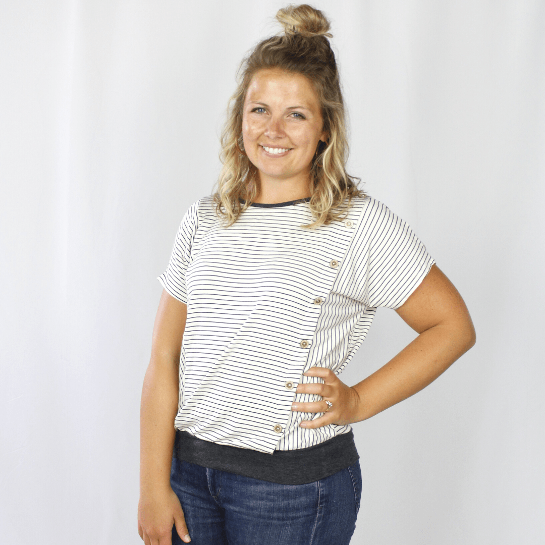 Stripe Button Dolman top