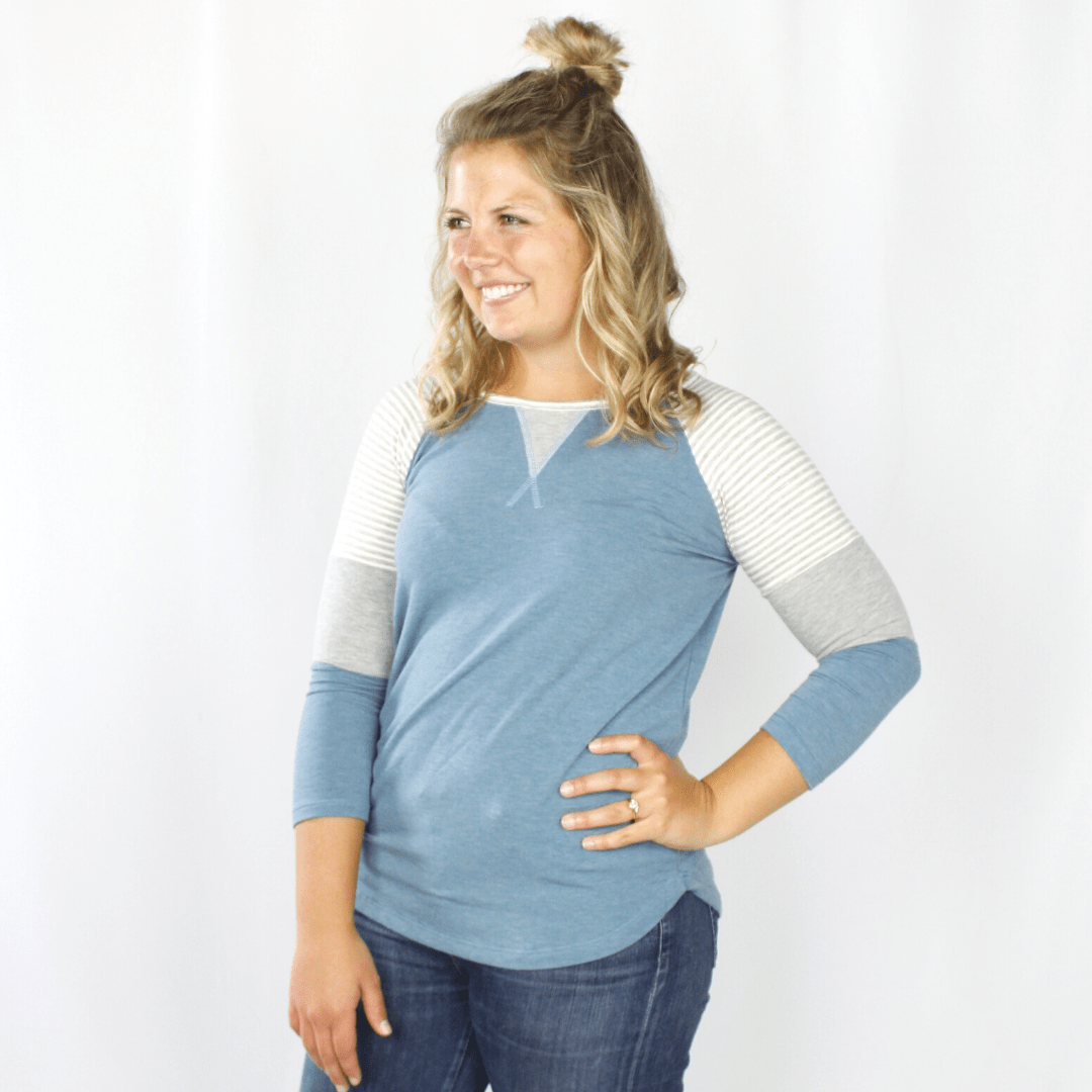 Ocean Blue 3/4 Top