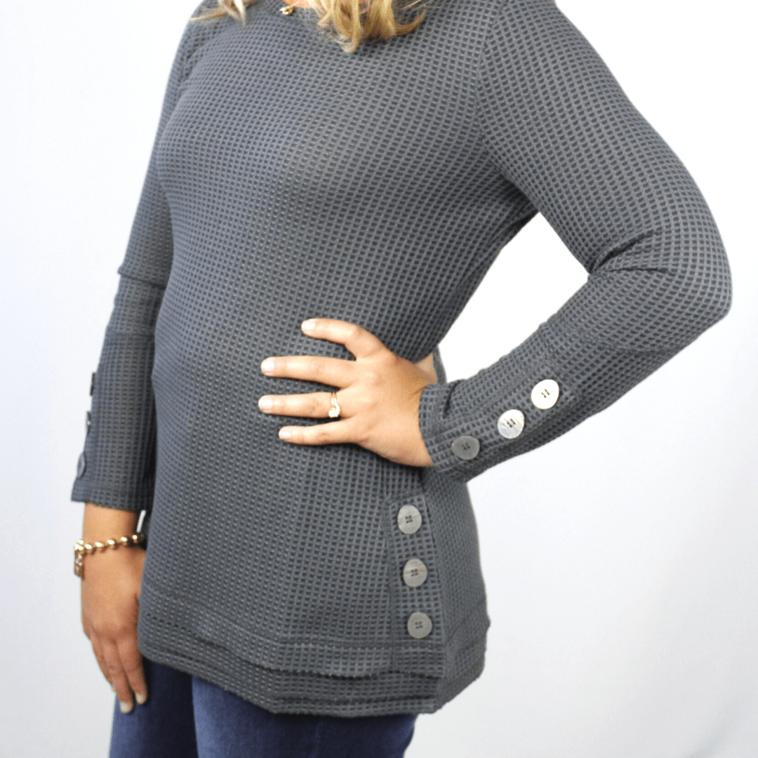 Waffle Button Detail Top
