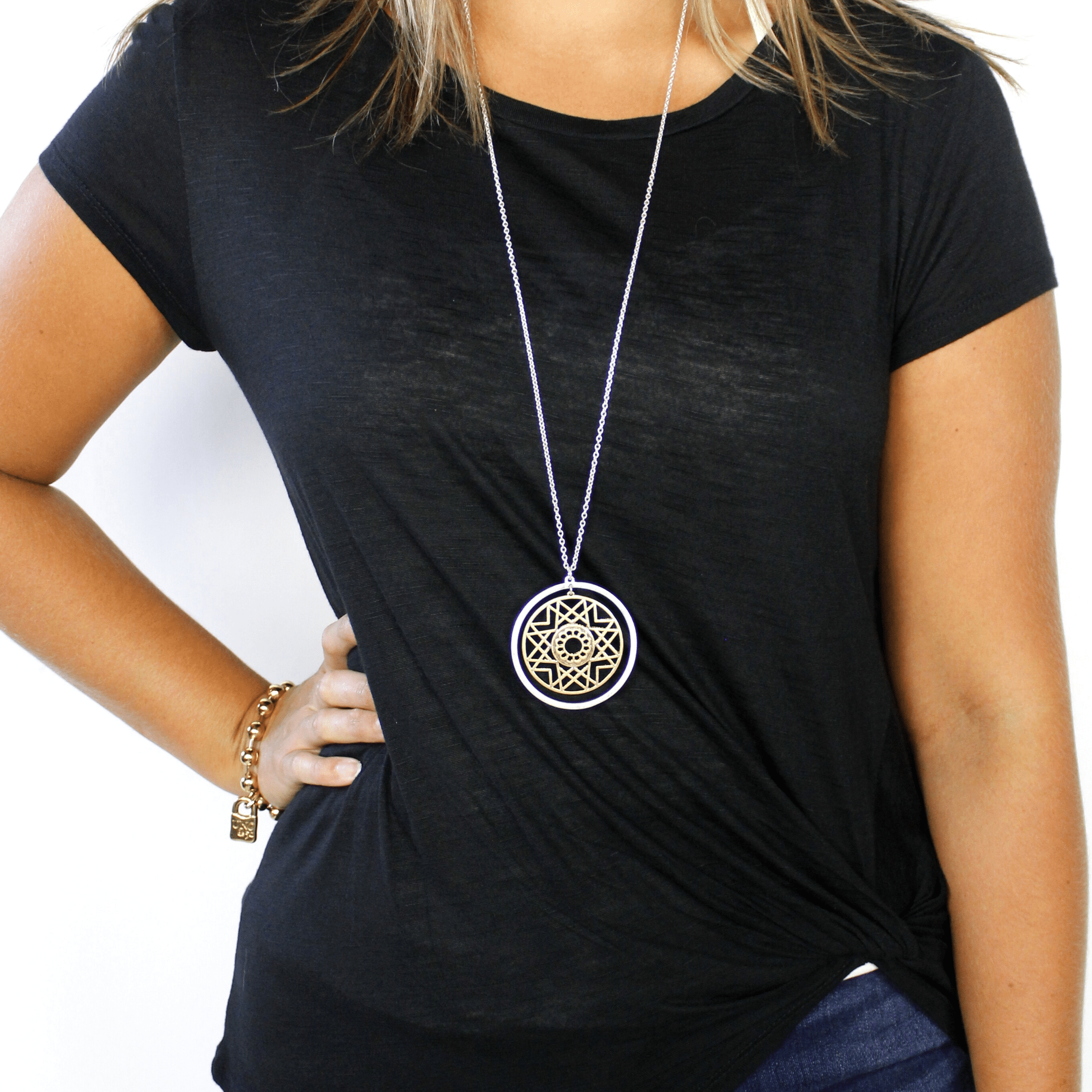 Starburst Circle Pendant Necklace