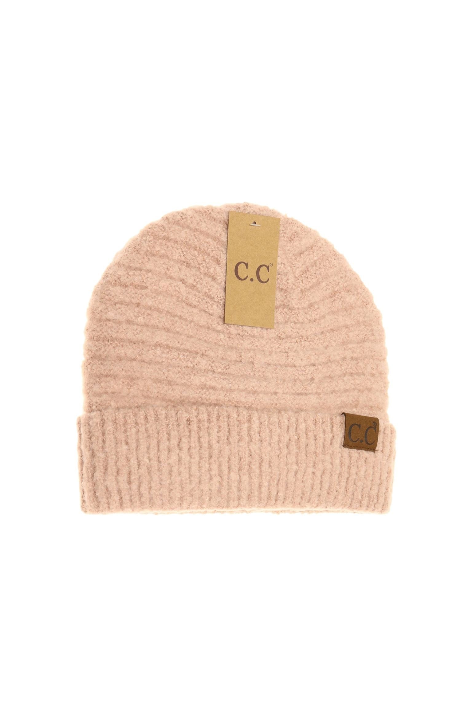 Solid Boucle Knit Cuff Beanie