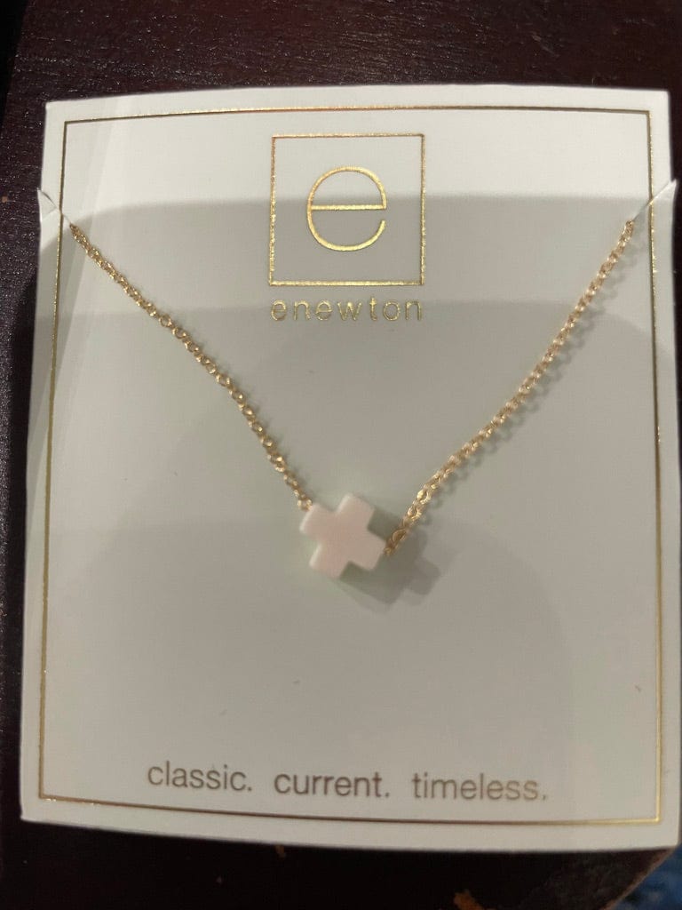 16" Necklace Gold - Signature Cross Gold Charm - Off-White