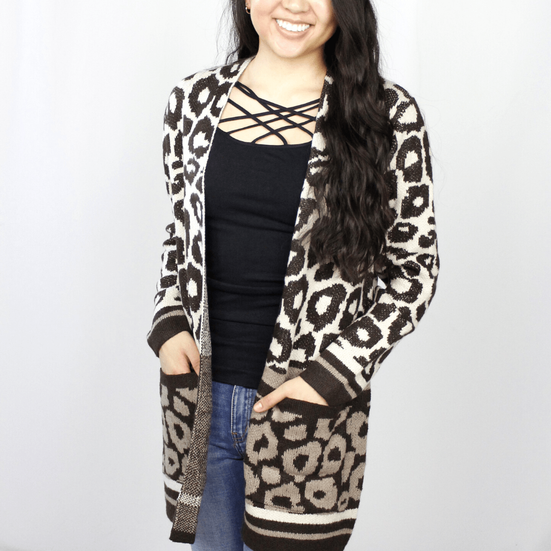 Leopard Pocket Long Cardigan