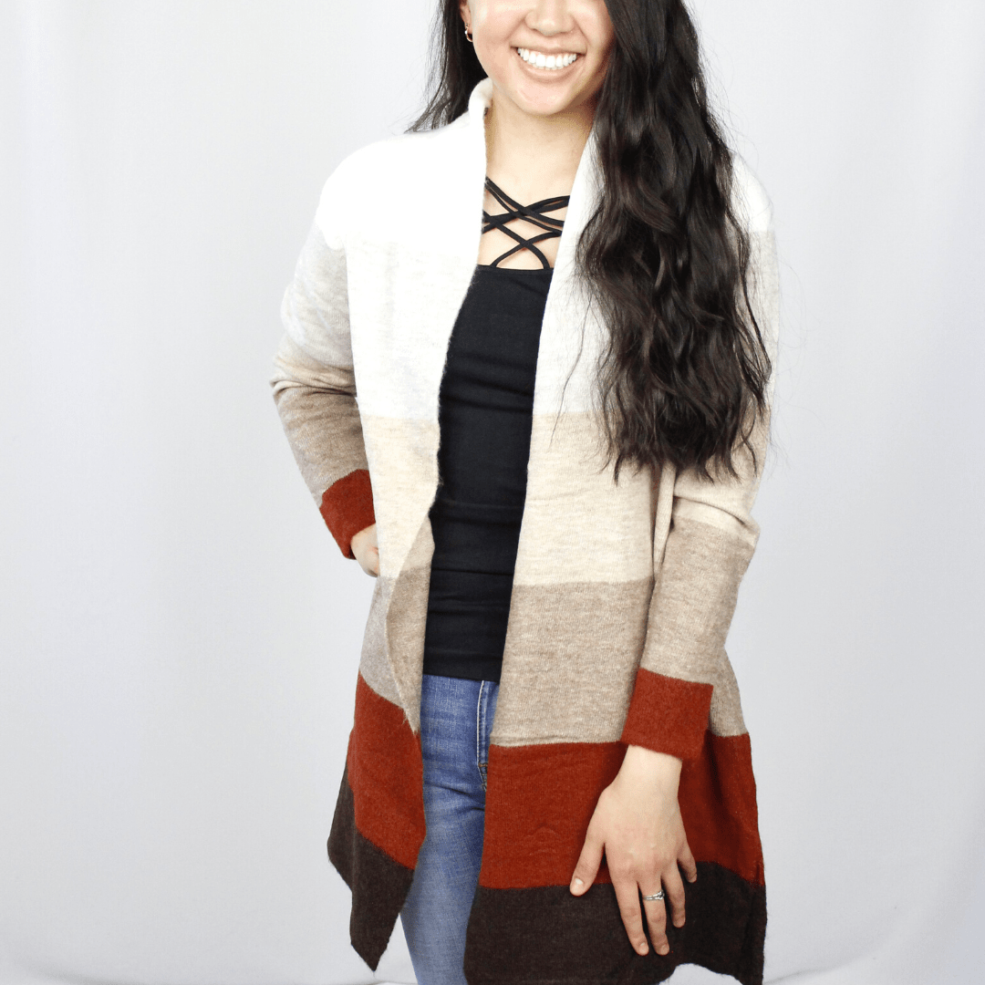 Colorblock Long Cardigan