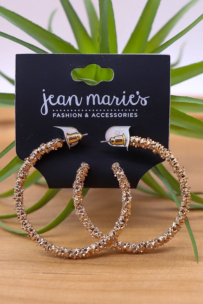 Gold Texture Hoop Earring