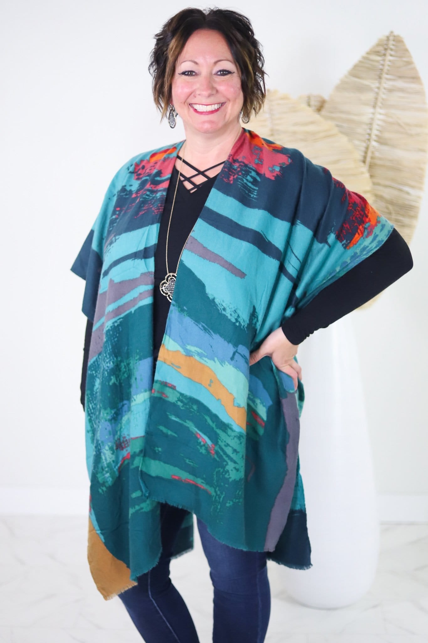 Abstract Circle Silky Kimono