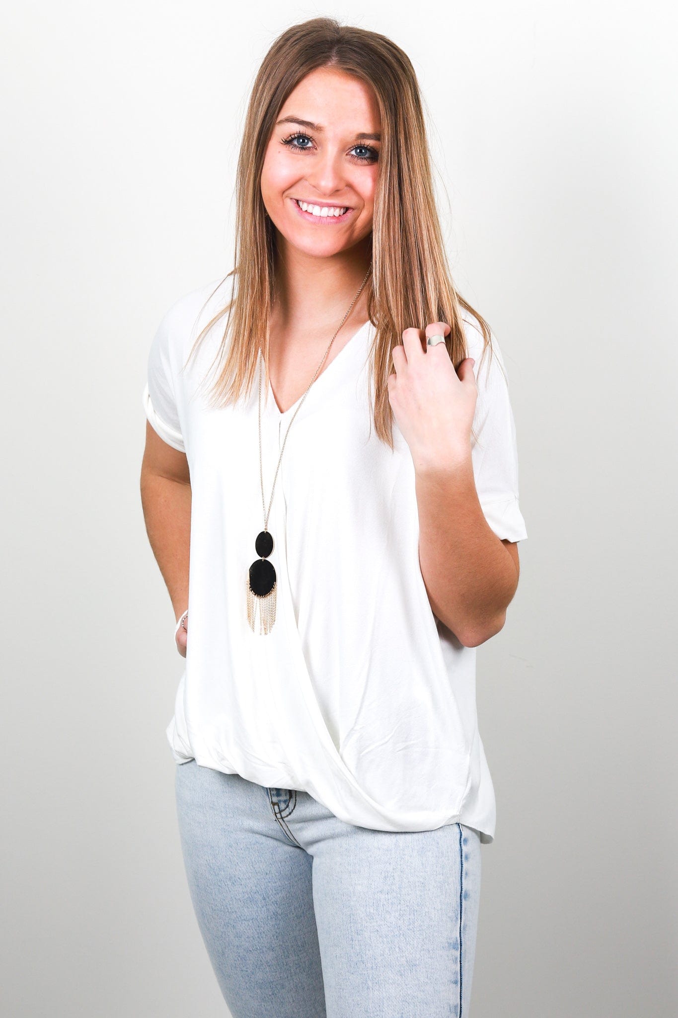 Ivory Cross Front Top