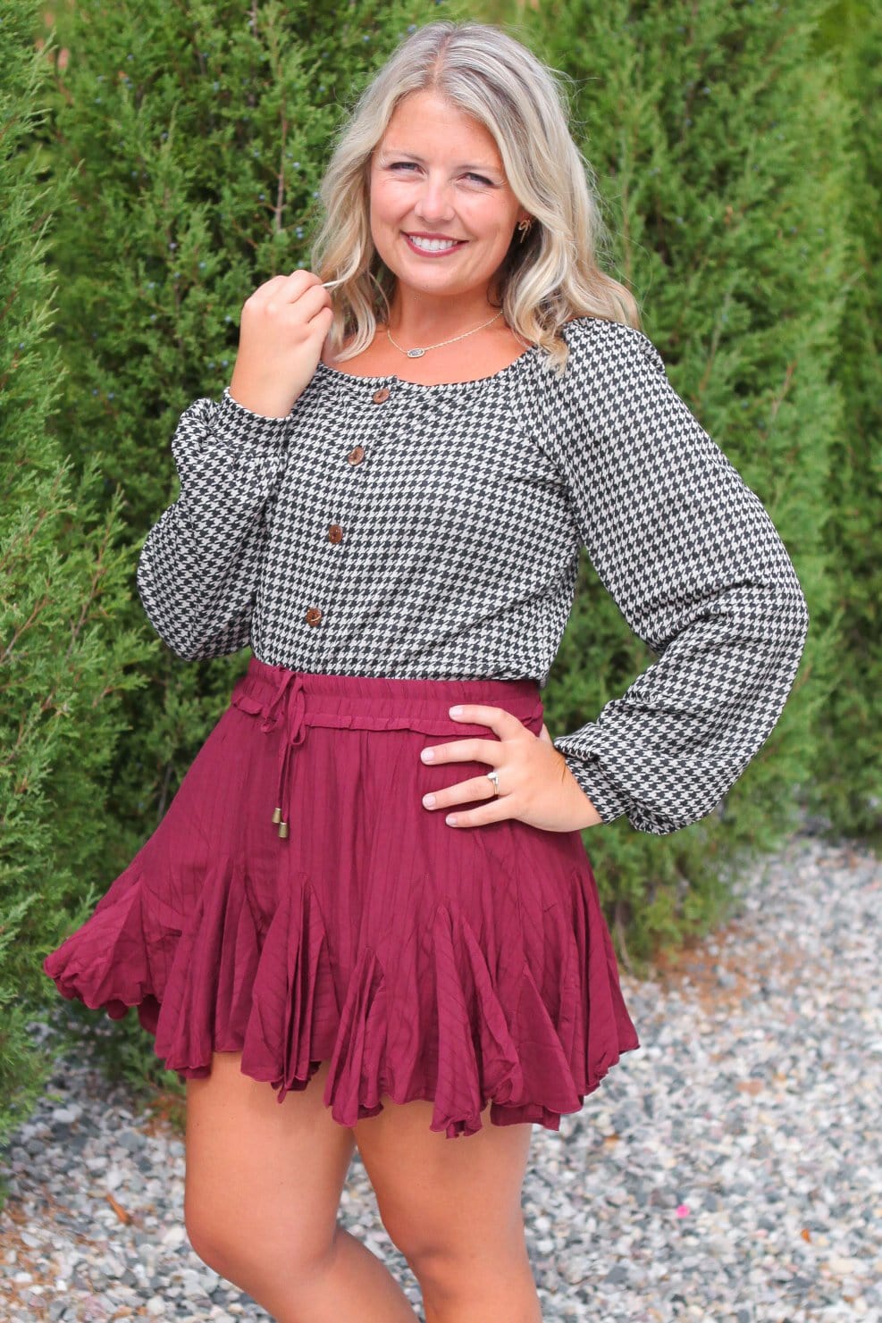 Taupe Black Flow Top