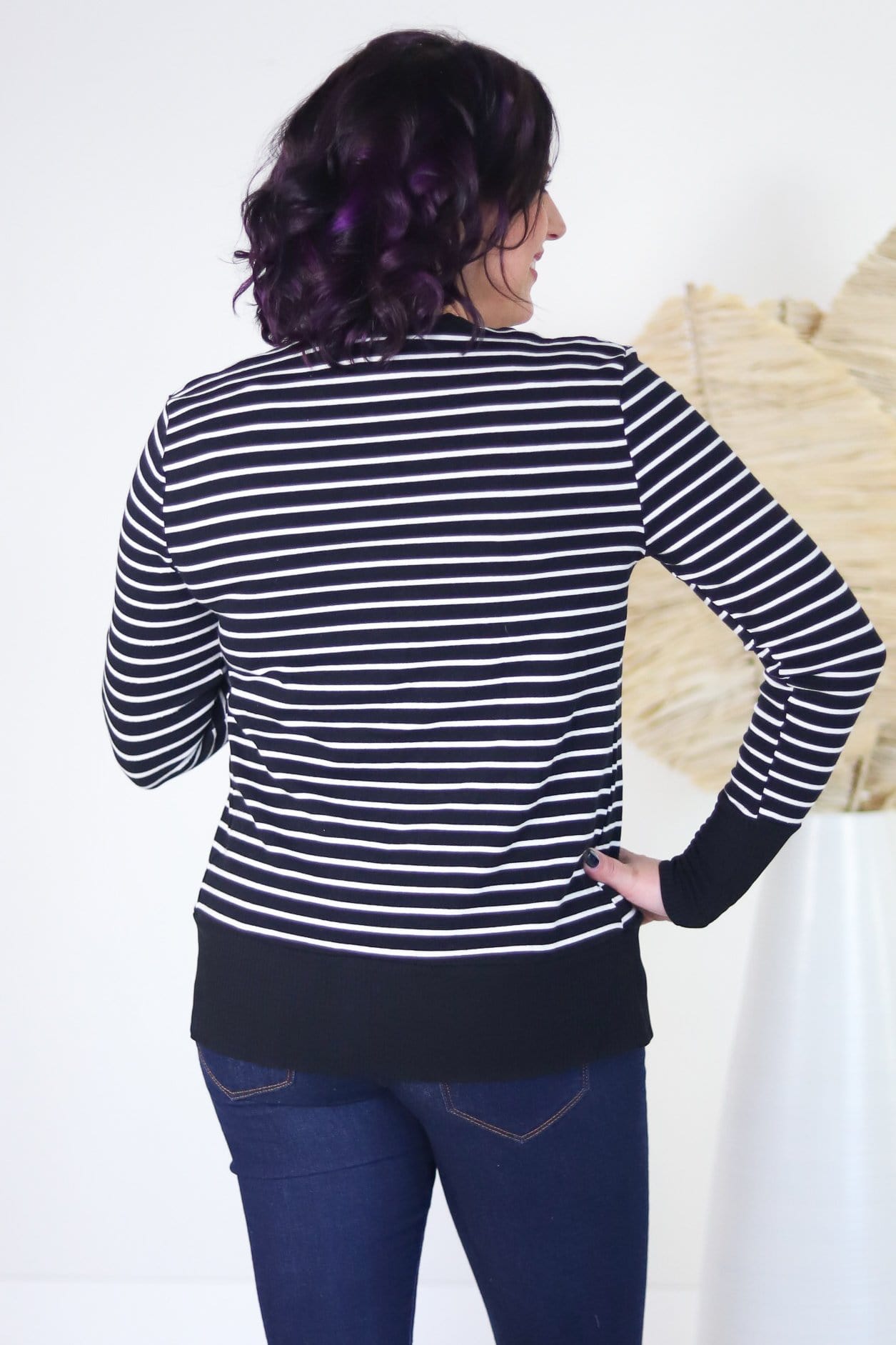 Stripe V-Neck Button Down Cardigan