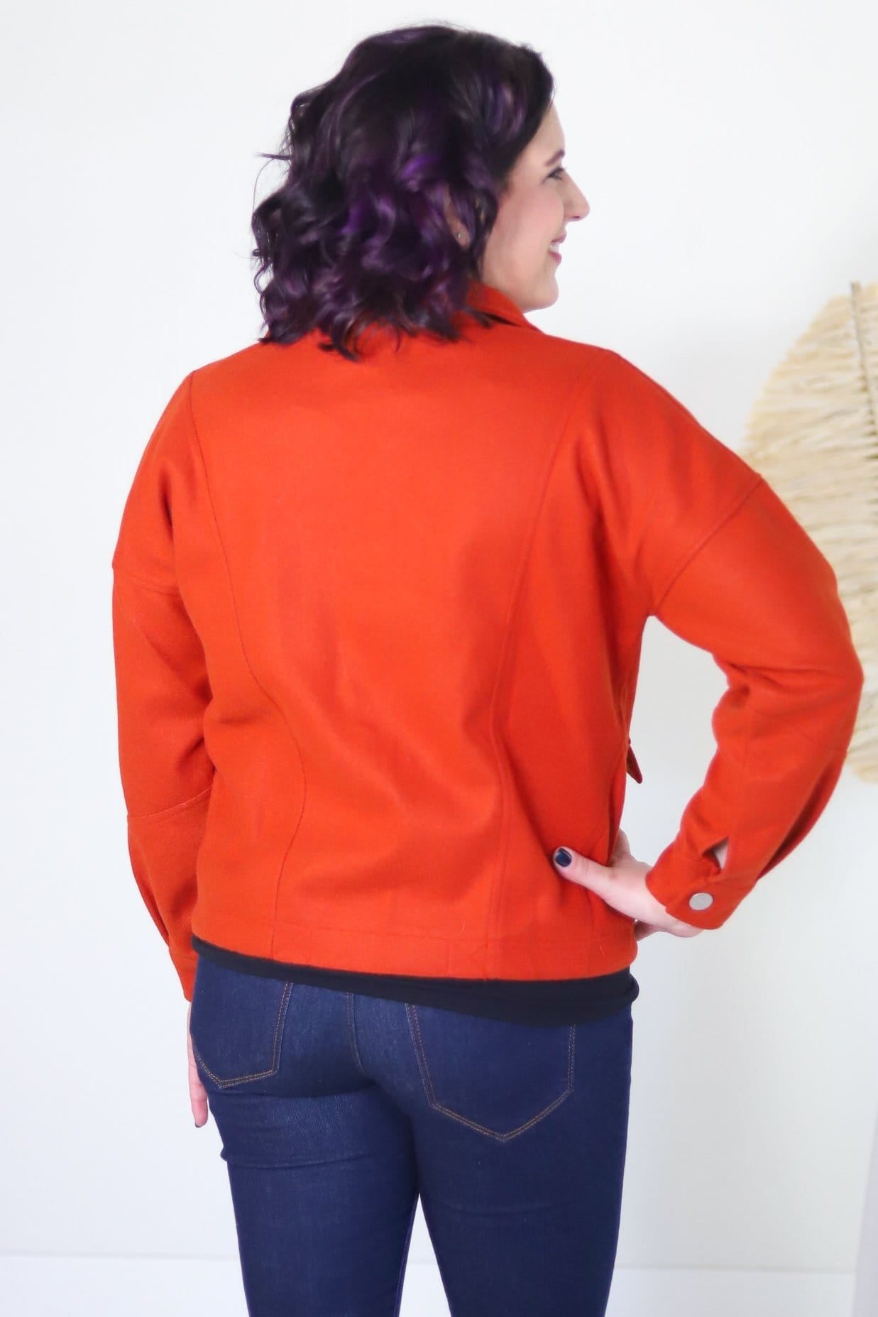 Rust Collared Drawstring Hem Jacket
