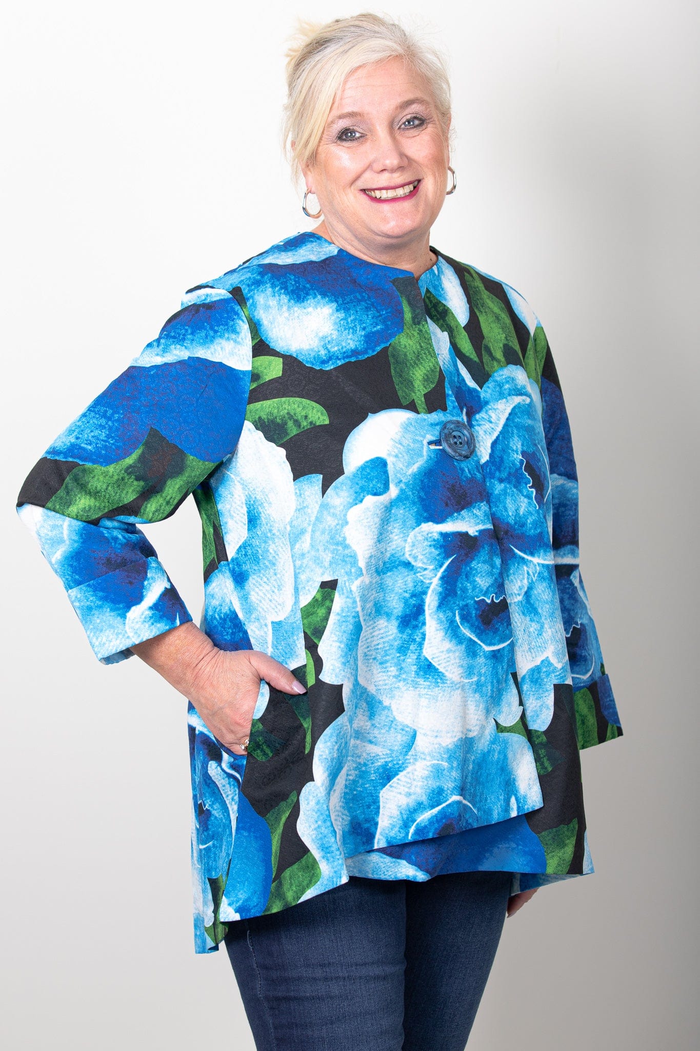 Lior Blue Floral Swing Jacket