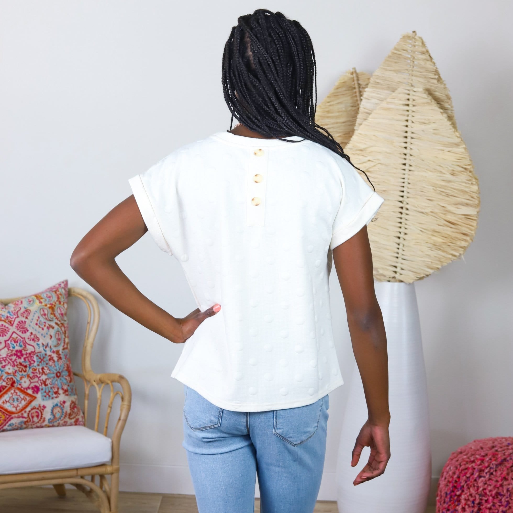 Ivory Textured Dot Top