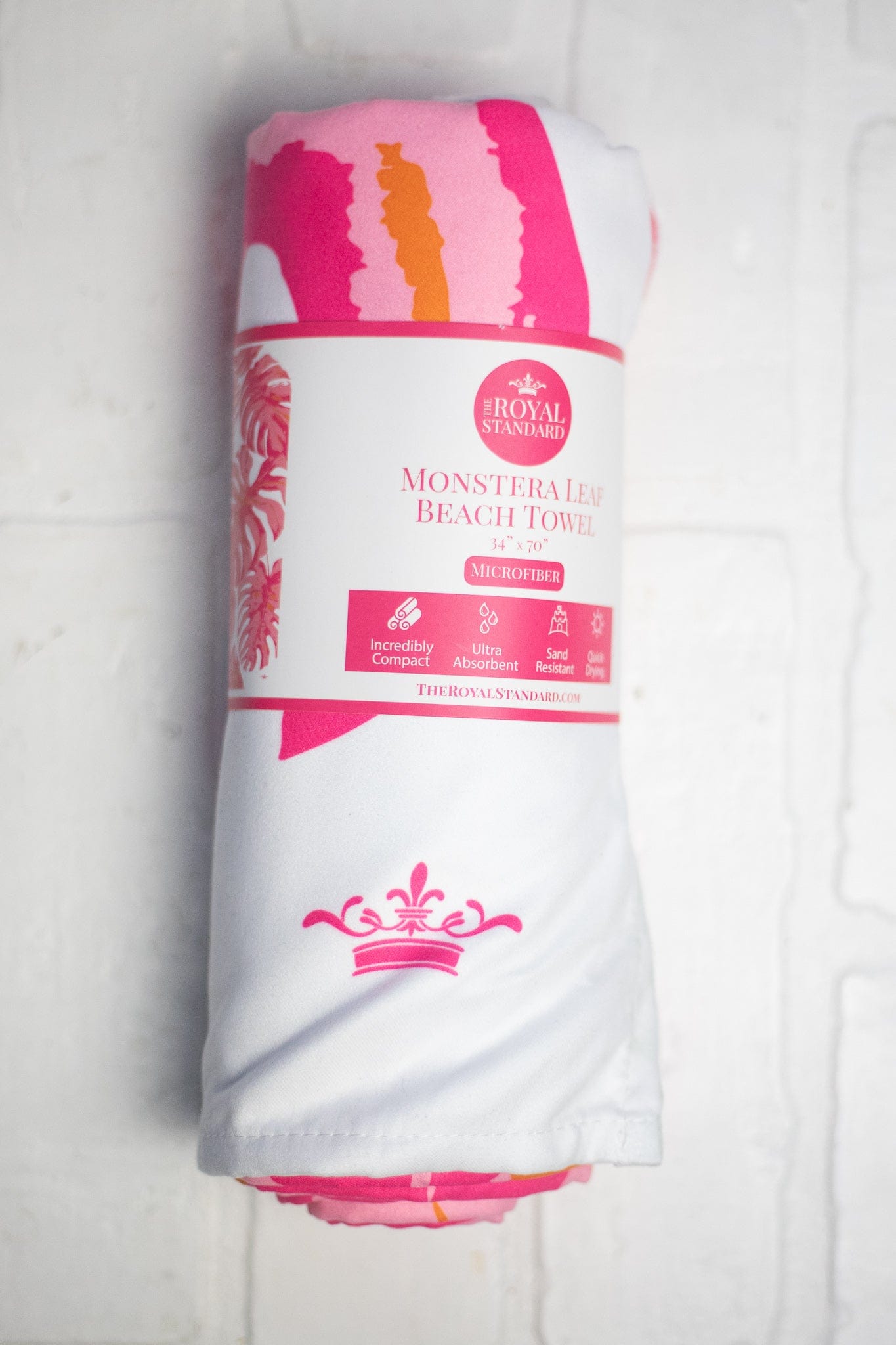 Monstera Leaf Beach Towel - Pink