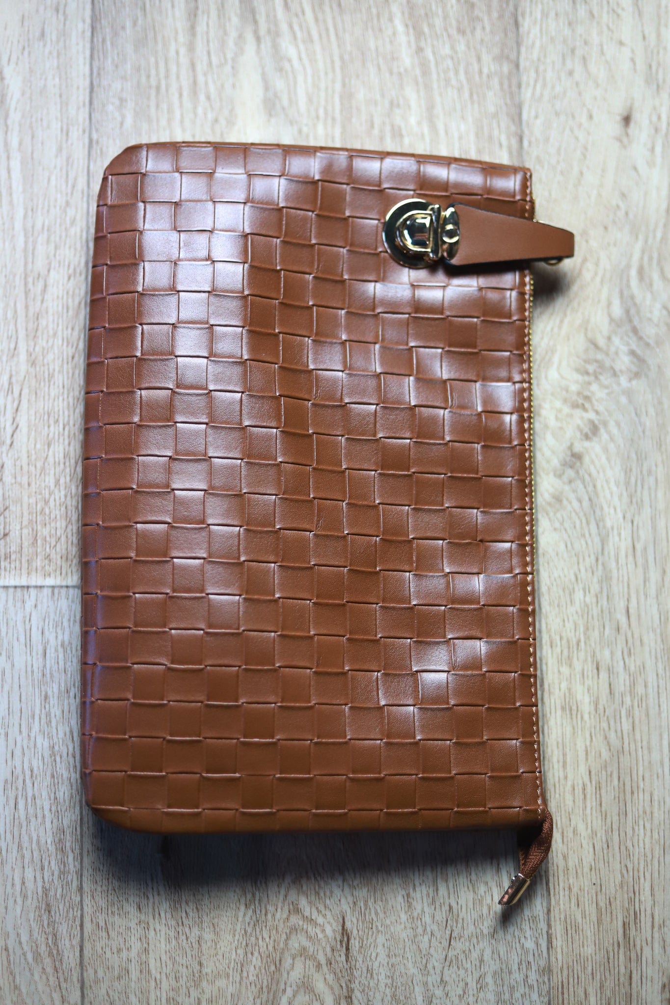 Woven Brown Sarah Crossbody Clutch