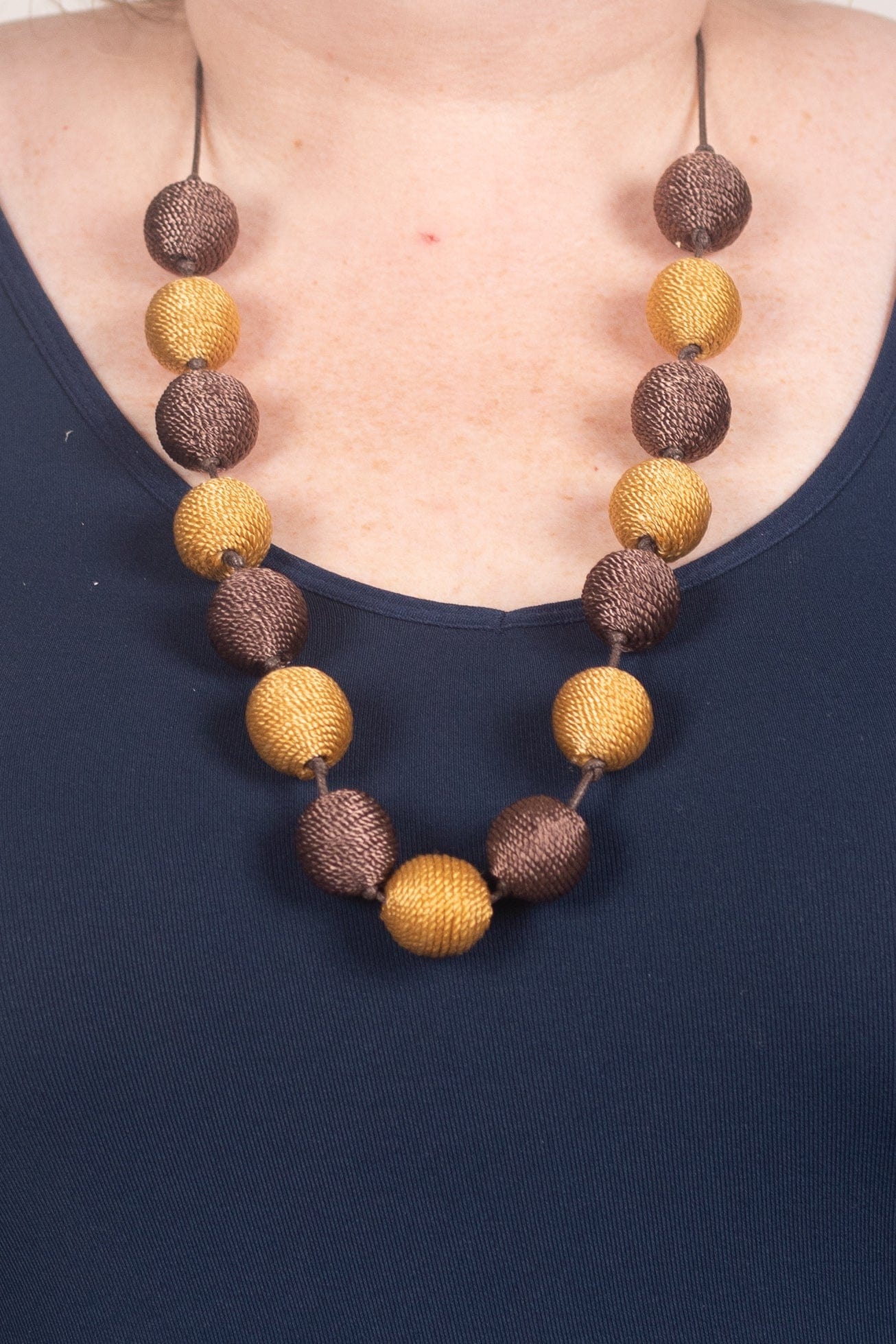 Two Tone Wrapped Bead Necklace